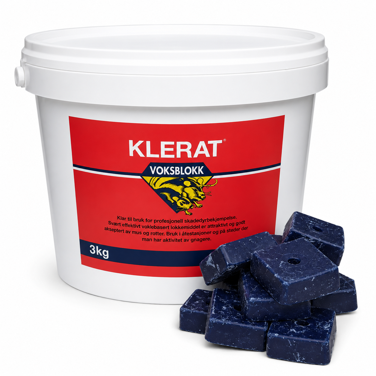 Profesjonell mus- og rottegift Klerat - 3 kg