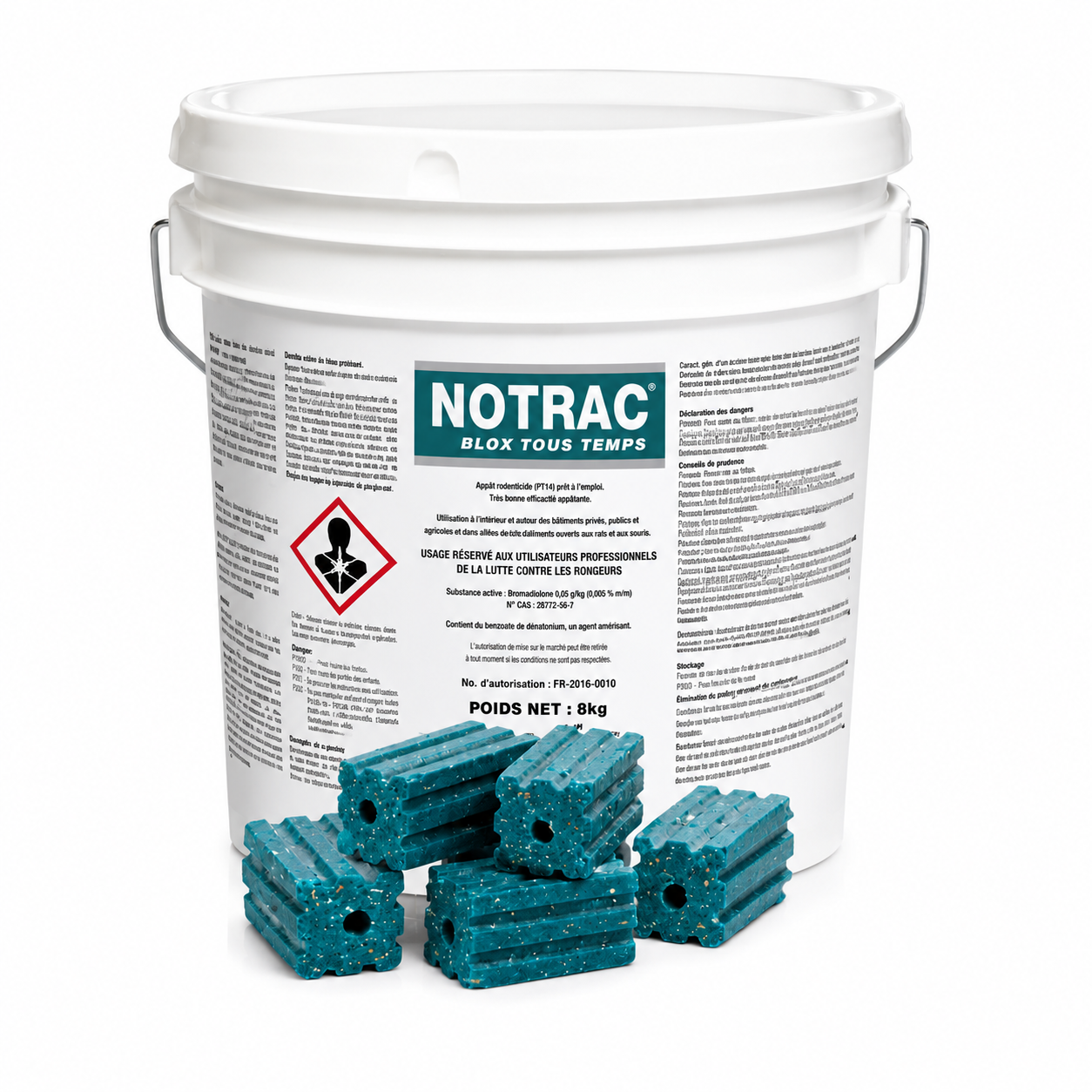 Profesjonell mus- og rottegift Notrac - 8 kg