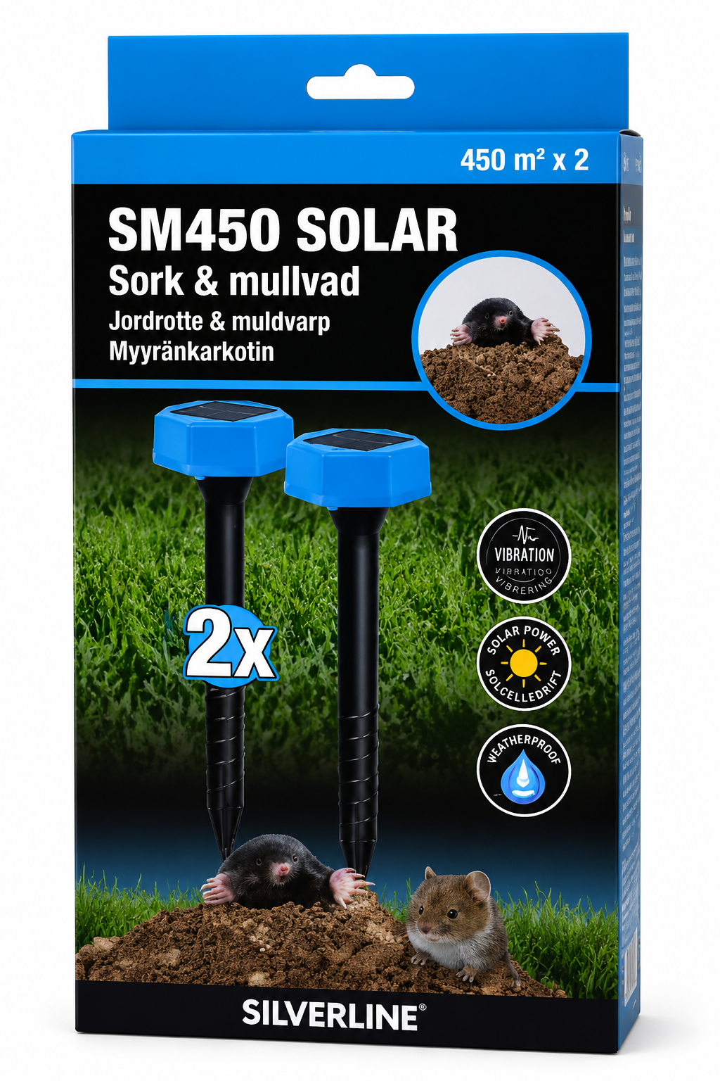 Vånd - og jordrotteskremmer SM450 m/ solpanel