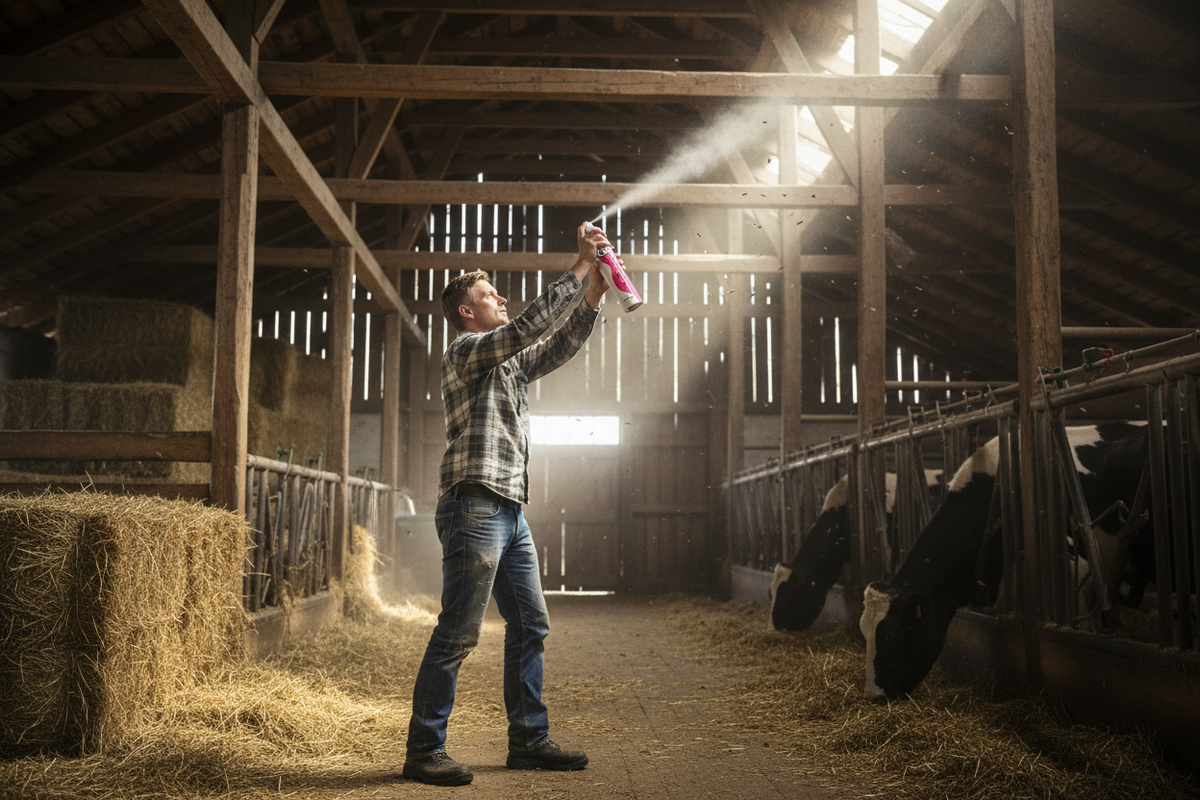 Chok fluespray miljøbilde i stall