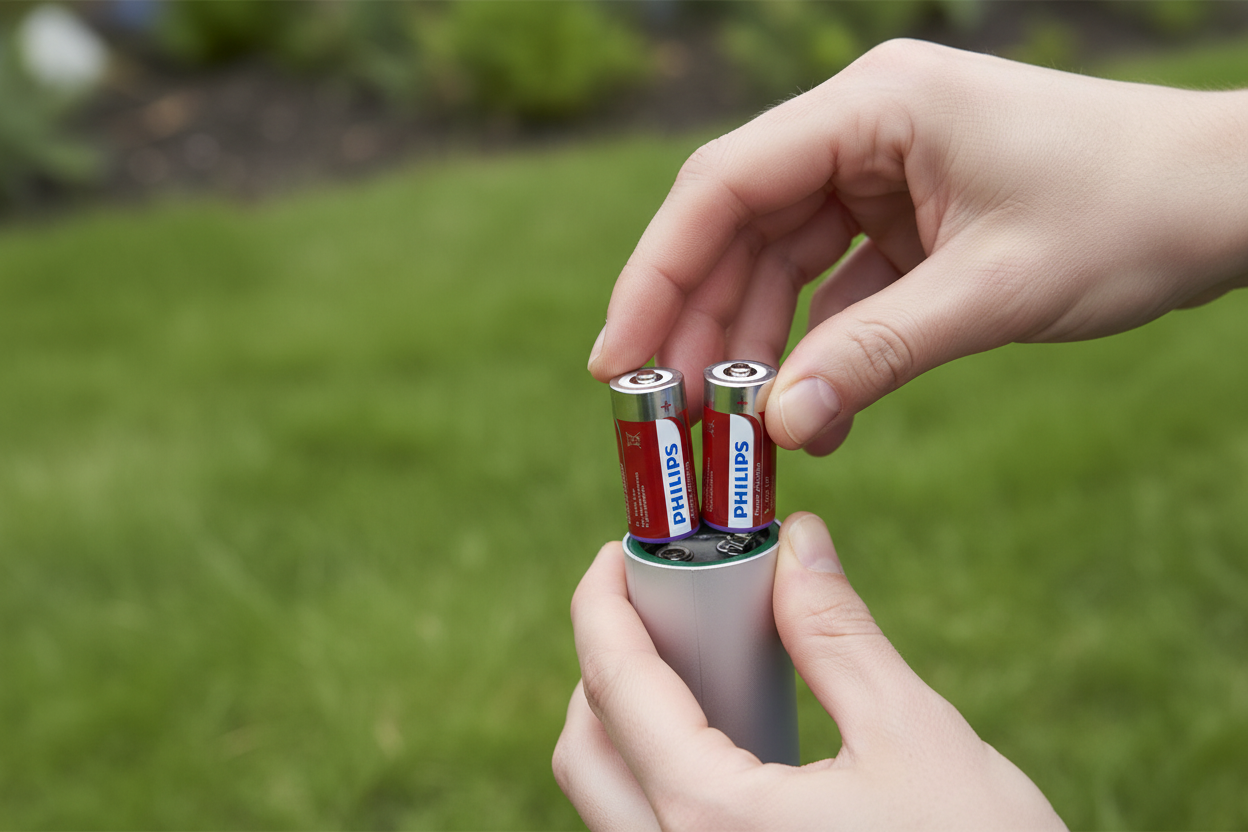Philips D-batterier settes inn i vånds-skremmer