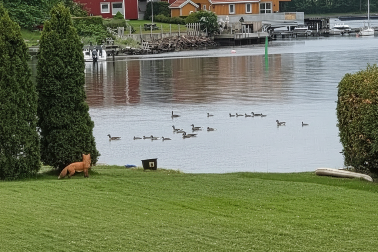 Skremmerev ved vannet – gjess flykter